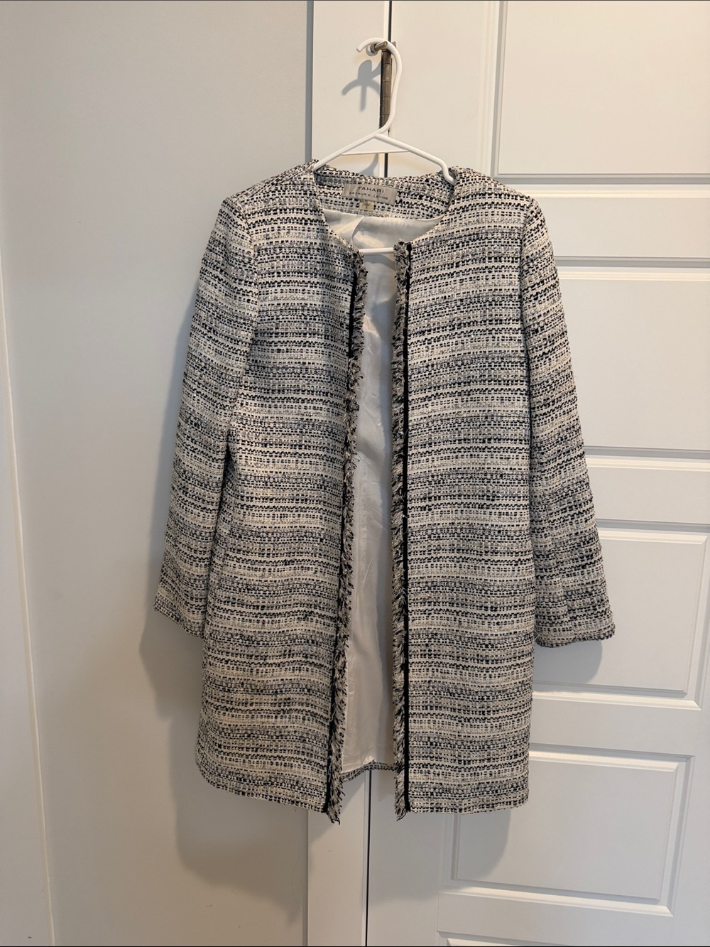 Tailored Black & White Tweed Coat Jacket